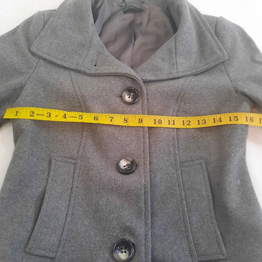 Stile Benetton wool jacket, grey short coat - Picture 6 of 14